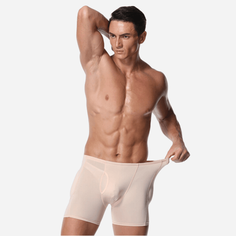 CurvyPower | UK Men's Compression Shapewear Boxer Shorts Body Sculpting Fit Beige