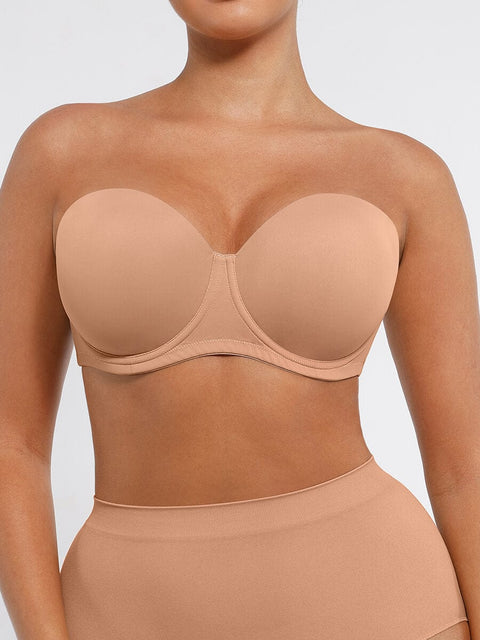 CurvyPower | UK Bra Beige / 36B/C Push-Up Underwire Strapless Bra