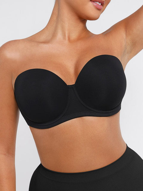 CurvyPower | UK Bra Black / 36B/C Push-Up Underwire Strapless Bra