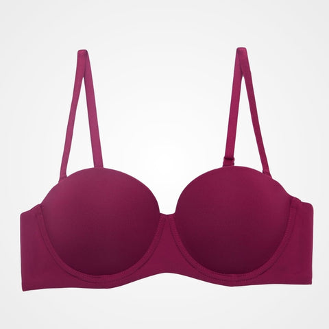 CurvyPower | UK Bra Claret / 70A Half Cup Push Up Anti-Sagging Support Bra
