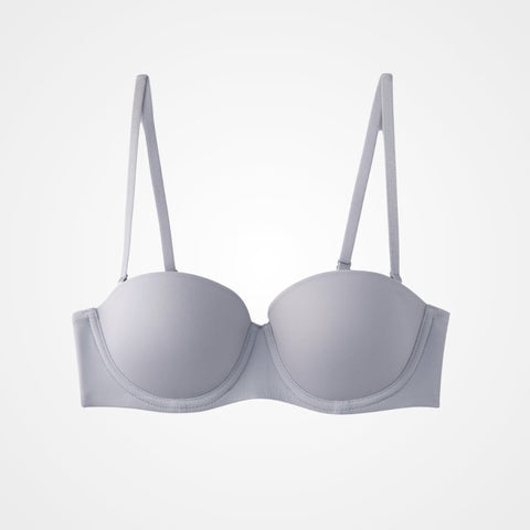 CurvyPower | UK Bra Gray / 70A Half Cup Push Up Anti-Sagging Support Bra
