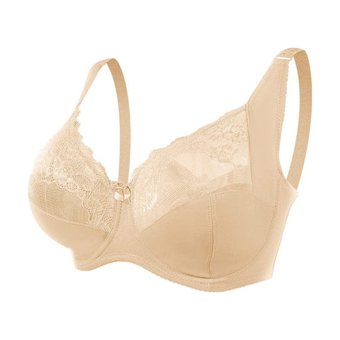 CurvyPower | UK Bras Apricot / 42/95FG Plus Size Lace Women's Bra with Steel Ring