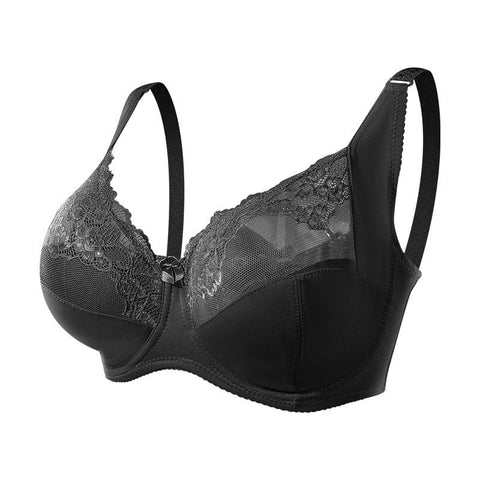 CurvyPower | UK Bras Black / 42/95FG Plus Size Lace Women's Bra with Steel Ring
