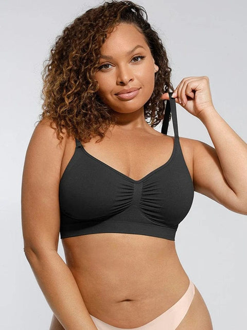 CurvyPower | UK Bras Black / S Seamless Non Wired Pushup High Support Bra With Adjustable Straps