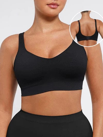 CurvyPower | UK Bras Black / S Wireless Shapewear Bra with Wide Straps for Seamless Bust Support