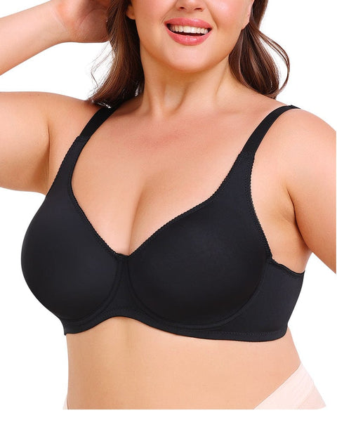 CurvyPower | UK Bras Black / S Women Plus Size Wireless Sports Bra with Built-In Skeleton