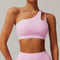 CurvyPower | UK Bras Cherry Blossom Pink / S One Shoulder Slip Fitness Support Bra with Removable Chest Pad