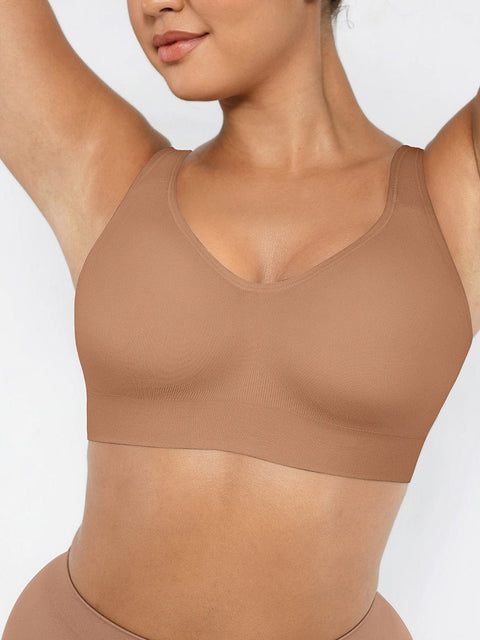 CurvyPower | UK Bras Comfortable Non Wired Push Up Bra with Wide Straps for Seamless Bust Support