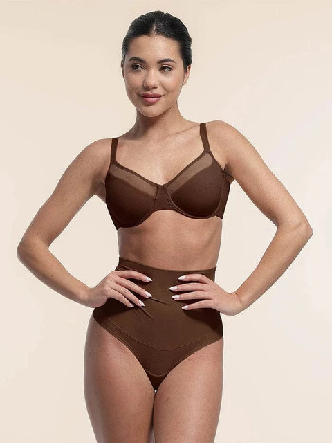 CurvyPower | UK Bras Comfortable Push Up Sheer Mesh Underwire Bra with Adjustable Straps