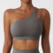 CurvyPower | UK Bras Extreme Gray / S One Shoulder Slip Fitness Support Bra with Removable Chest Pad