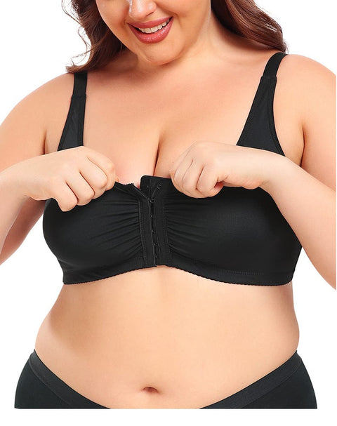 CurvyPower | UK Bras Front Closure Wireless Plus Size Push Up Support Bra