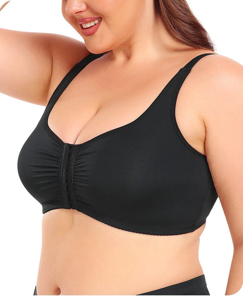 CurvyPower | UK Bras Front Closure Wireless Plus Size Push Up Support Bra