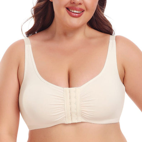 CurvyPower | UK Bras Front Closure Wireless Plus Size Push Up Support Bra