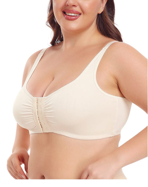 CurvyPower | UK Bras Front Closure Wireless Plus Size Push Up Support Bra
