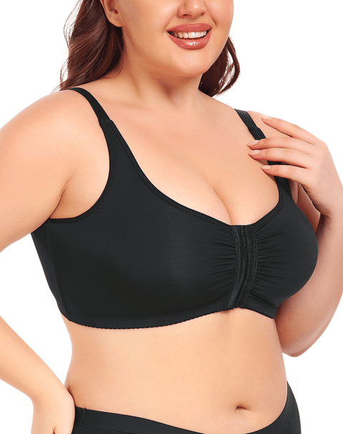 CurvyPower | UK Bras Front Fastening Wireless Plus Size Push Up Support Bra