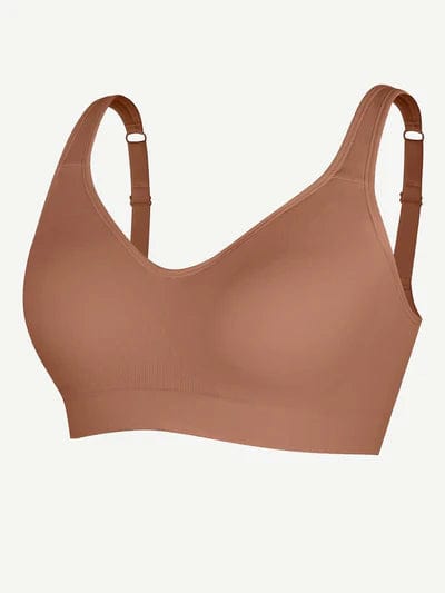 CurvyPower | UK Bras Light Brown / S Wireless Shapewear Bra with Wide Straps for Seamless Bust Support