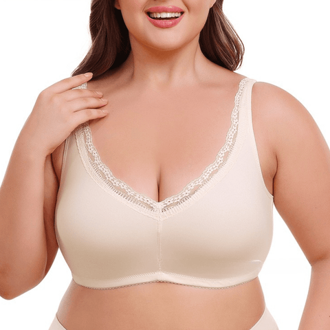 CurvyPower | UK Bras Off White / S Full Cup Plus Size  Lace Push Up Bra