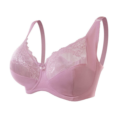 CurvyPower | UK Bras Pink / 42/95FG Plus Size Lace Women's Bra with Steel Ring