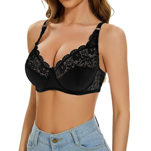 CurvyPower | UK Bras Plus Size Adjustable Strap Lace Push Up Bra