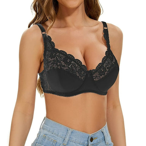 CurvyPower | UK Bras Plus Size Adjustable Strap Lace Push Up Bra