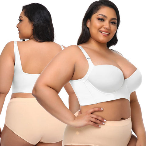 CurvyPower | UK Bras Plus Size Comfortable Longline Push Up Bra with Adjustable Straps