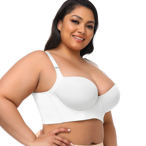 CurvyPower | UK Bras Plus Size Comfortable Longline Push Up Bra with Adjustable Straps
