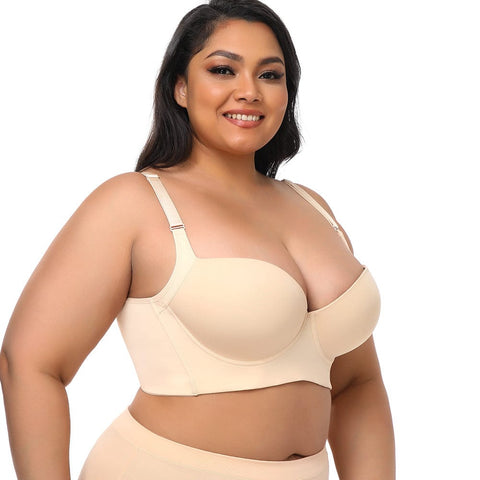 CurvyPower | UK Bras Plus Size Comfortable Longline Push Up Bra with Adjustable Straps