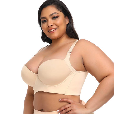 CurvyPower | UK Bras Plus Size Comfortable Longline Push Up Bra with Adjustable Straps