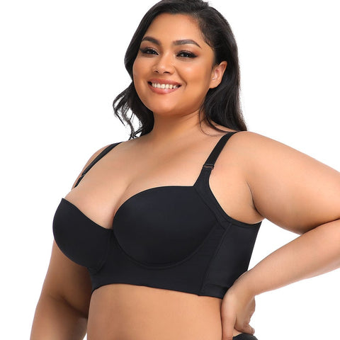 CurvyPower | UK Bras Plus Size Comfortable Longline Push Up Bra with Adjustable Straps
