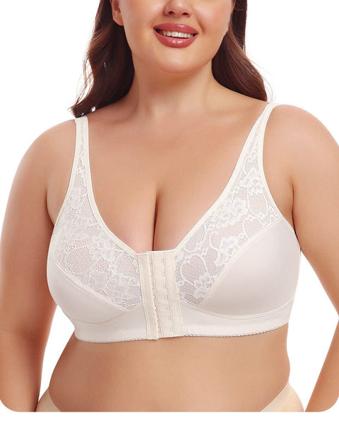 CurvyPower | UK Bras Plus Size Front Fastening Shaping Support Lace Bra