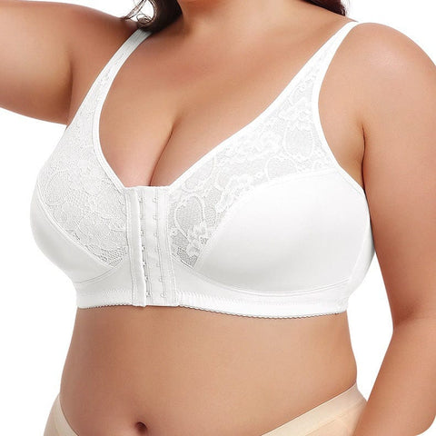 CurvyPower | UK Bras Plus Size Front Fastening Shaping Support Lace Bra