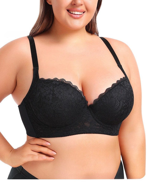 CurvyPower | UK Bras Plus Size Lace Adjustable Support Bra with Steel Rings