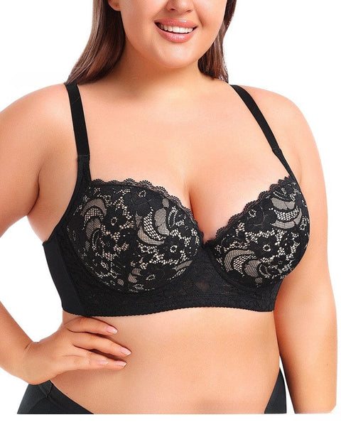 CurvyPower | UK Bras Plus Size Lace Adjustable Support Bra with Steel Rings