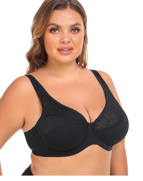 CurvyPower | UK Bras Plus Size Lace Steel Ring Support Push-Up Bra