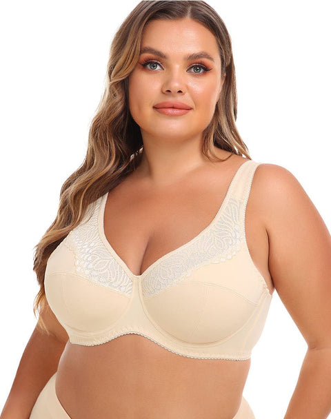 CurvyPower | UK Bras Plus Size Lace Steel Ring Support Push-Up Bra
