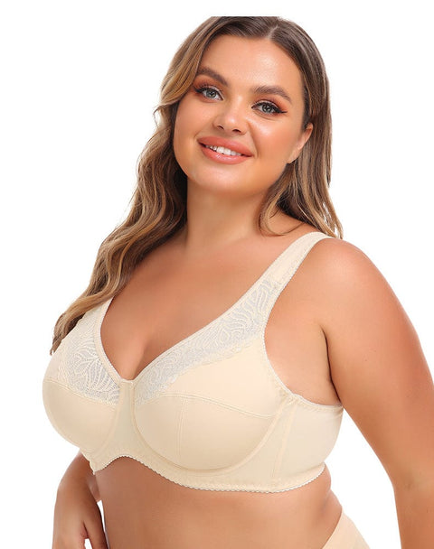 CurvyPower | UK Bras Plus Size Lace Steel Ring Support Push-Up Bra