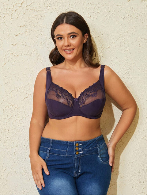 CurvyPower | UK Bras Plus Size Lace Women's Bra with Steel Ring
