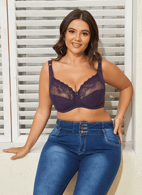 CurvyPower | UK Bras Plus Size Lace Women's Bra with Steel Ring
