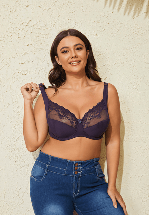 CurvyPower | UK Bras Plus Size Lace Women's Bra with Steel Ring