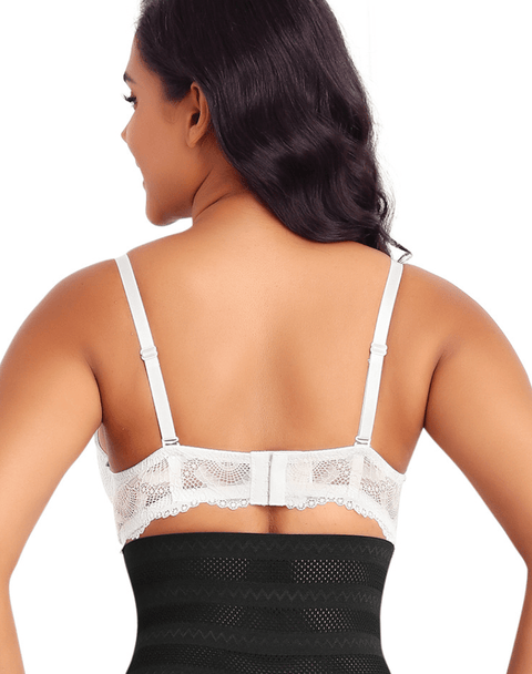 CurvyPower | UK Bras Plus Size Plunge Lace Push Up Bra with Adjustable Straps