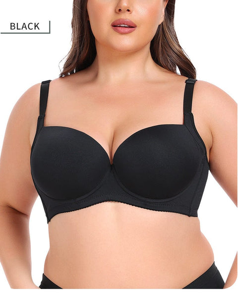 CurvyPower | UK Bras Plus Size Push Up Bra with Steel Ring and Adjustable Straps