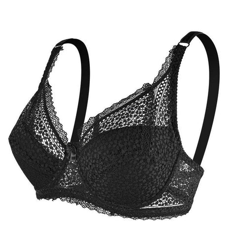 CurvyPower | UK Bras Plus Size Women Lace Support Bra with Steel Ring