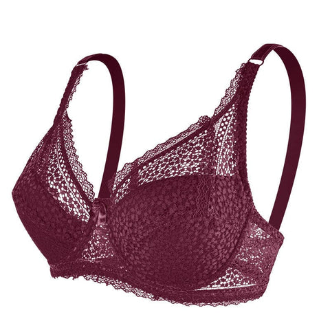 CurvyPower | UK Bras Plus Size Women Lace Support Bra with Steel Ring
