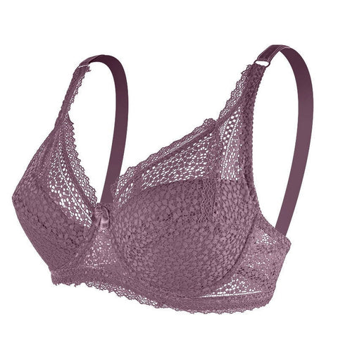 CurvyPower | UK Bras Plus Size Women Lace Support Bra with Steel Ring