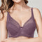 CurvyPower | UK Bras Purple Gray / 36/80C Plus Size Women Lace Support Bra with Steel Ring