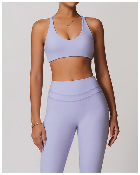 CurvyPower | UK Bras Purple / S Women Support Sports Yoga Bra with Adjustable Cross Shoulder Straps