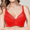 CurvyPower | UK Bras Red / 36/80C Plus Size Women Lace Support Bra with Steel Ring