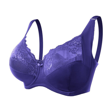 CurvyPower | UK Bras Sapphire Blue / 42/95FG Plus Size Lace Women's Bra with Steel Ring