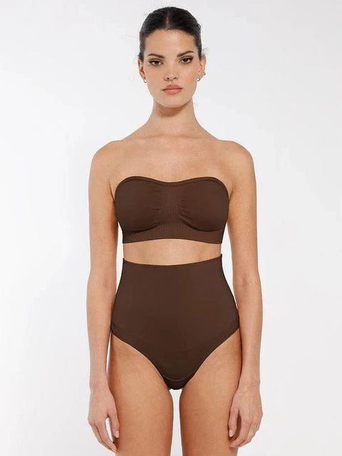 CurvyPower | UK Bras Seamless Bandeau Strapless Brassiere Non Wired push up Bra with Removable Pads