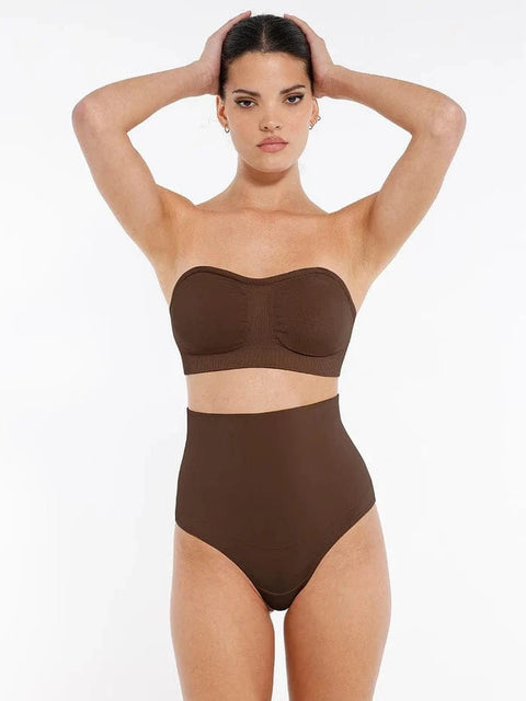 CurvyPower | UK Bras Seamless Bandeau Strapless Brassiere Non Wired push up Bra with Removable Pads